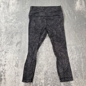 Lululemon High Rise Size 4/6 Cropped Leggings Black White Dotted Swirl Pattern